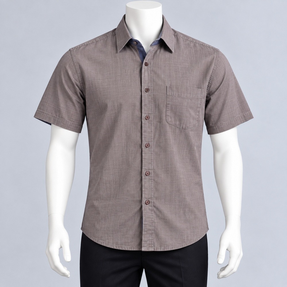 Anthony Michael Button Down Shirt Mens M Grey Rayon Short Sleeve Pocket